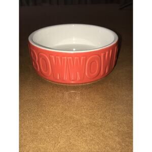 Dog Food Water Bowl Dish Bow Wow Red and White 5" Wide Ceramic Pet Champion
